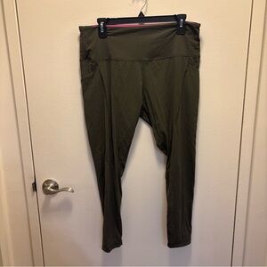 Love & Sports Performance Stretch Leggings Yoga Pants Sz Xxl Green Side Pockets